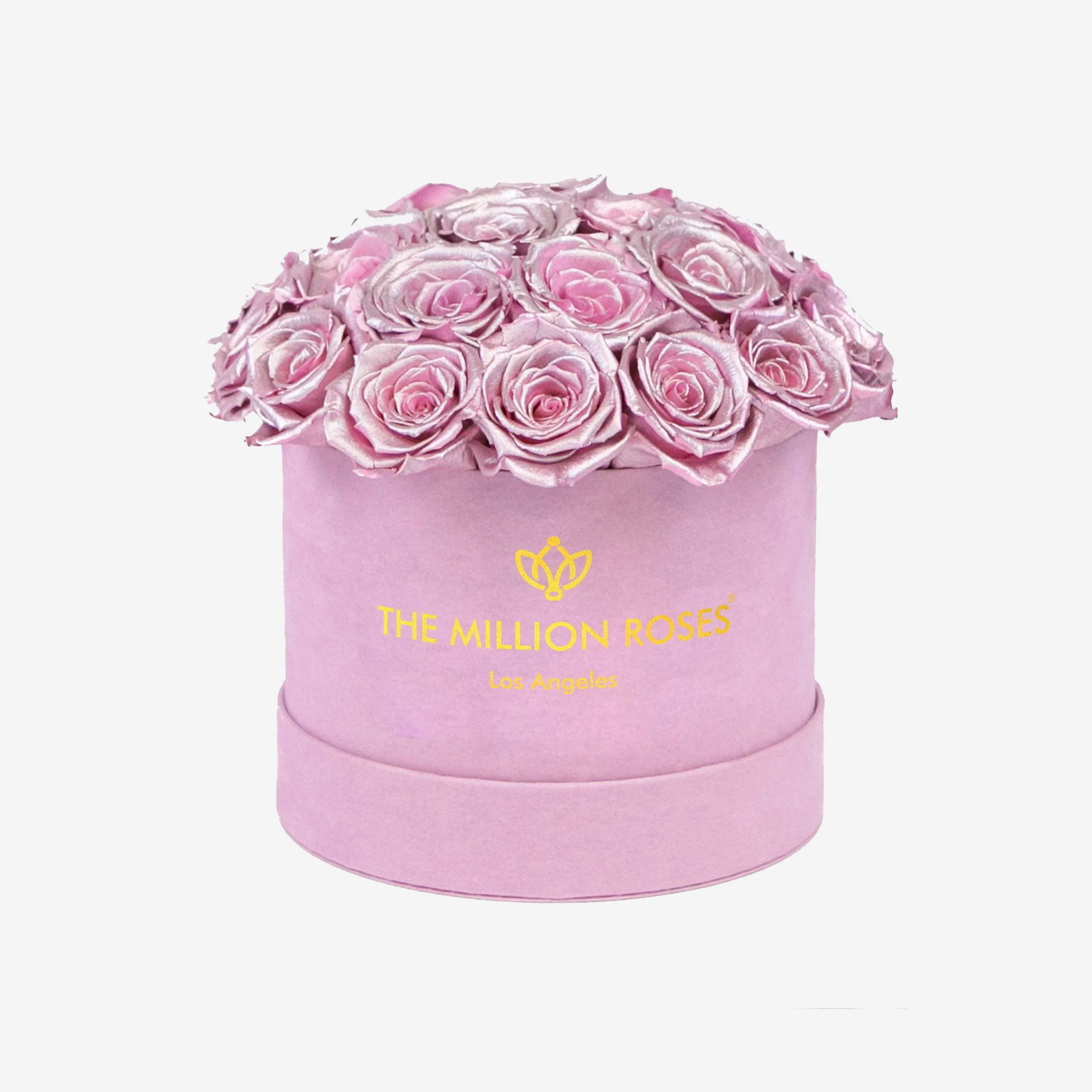 Classic Light Pink Suede Dome Box | Pink Gold Roses