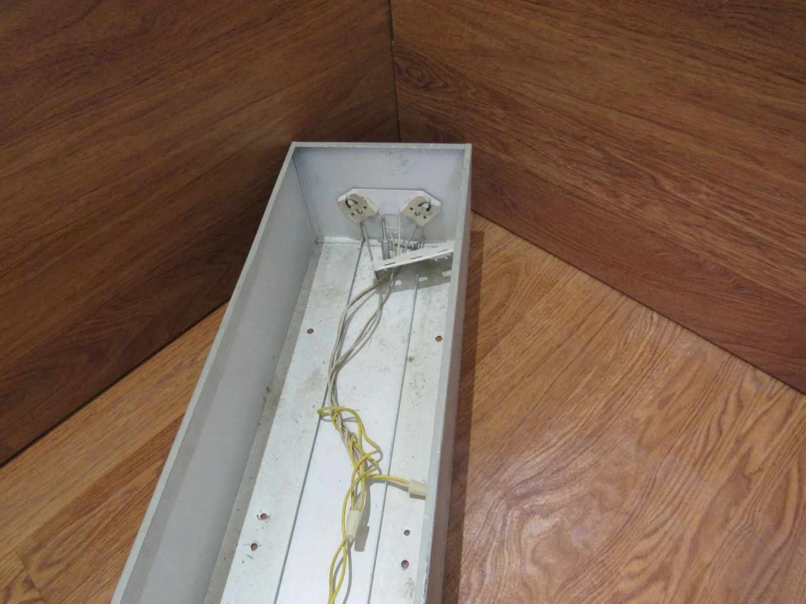 Commercial Ceiling Light Fixture Fluorescent Fire Rated 48-in Gray/White -- Used