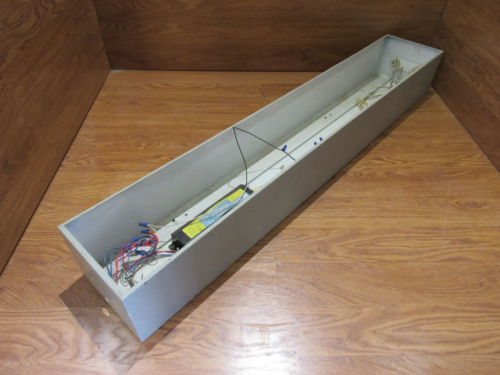Commercial Ceiling Light Fixture Fluorescent Fire Rated 48-in Gray/White -- Used