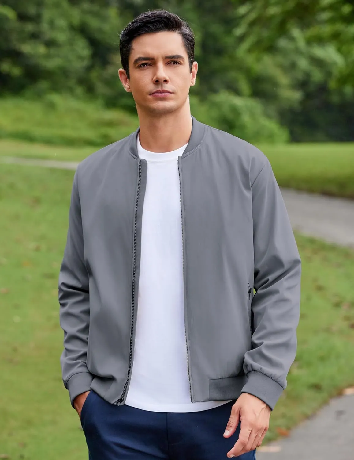 COOFANDY Men's Bomber Jacket Lightweight Casual Stylish Light Flight Jacket Windbreaker Varsity Jackets