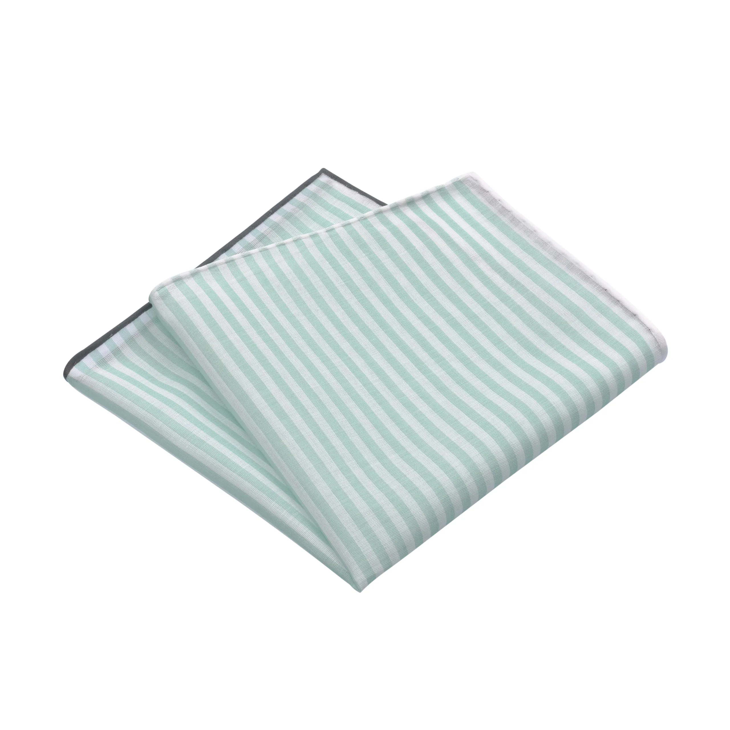 Cotton Pocket Square in Light Green and White