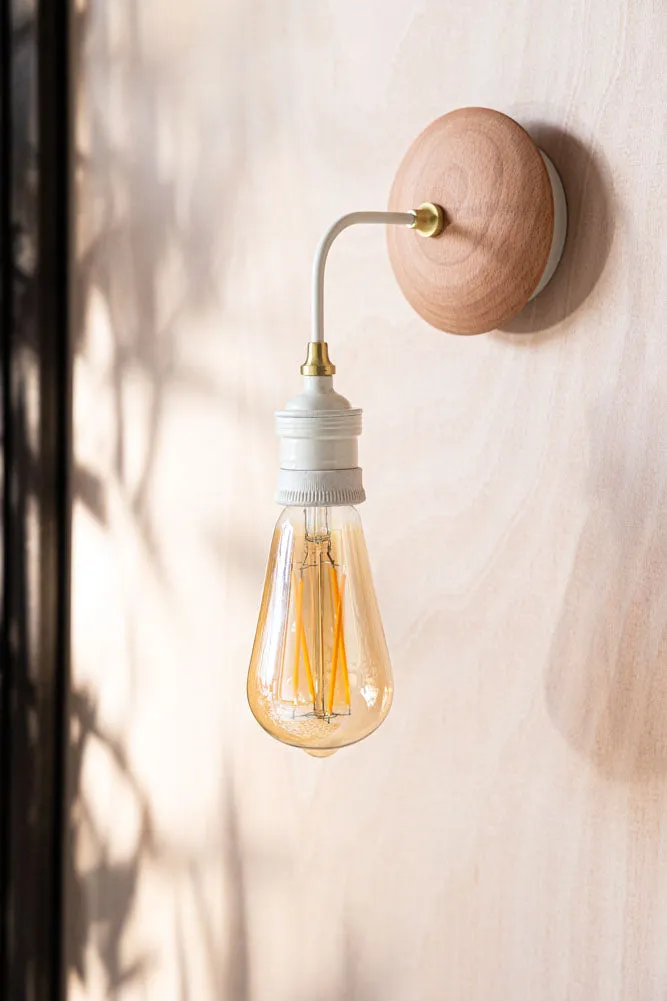 Cream Metal & Wood Wall Light