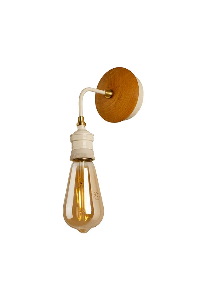 Cream Metal & Wood Wall Light