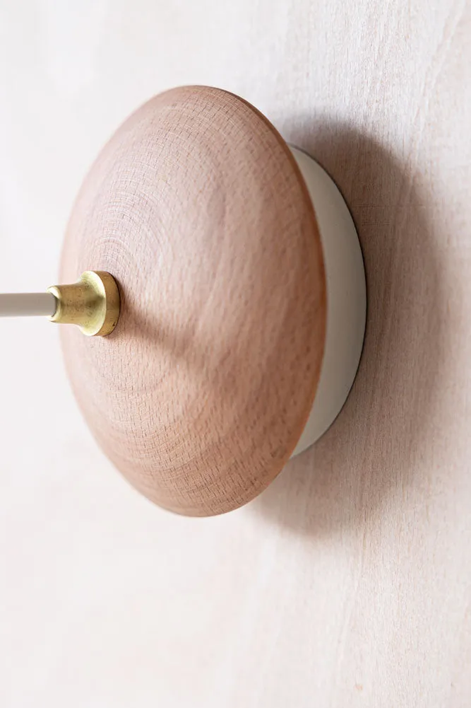 Cream Metal & Wood Wall Light