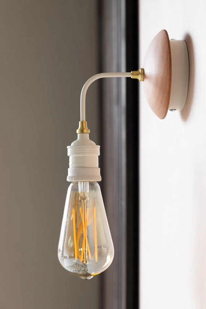 Cream Metal & Wood Wall Light