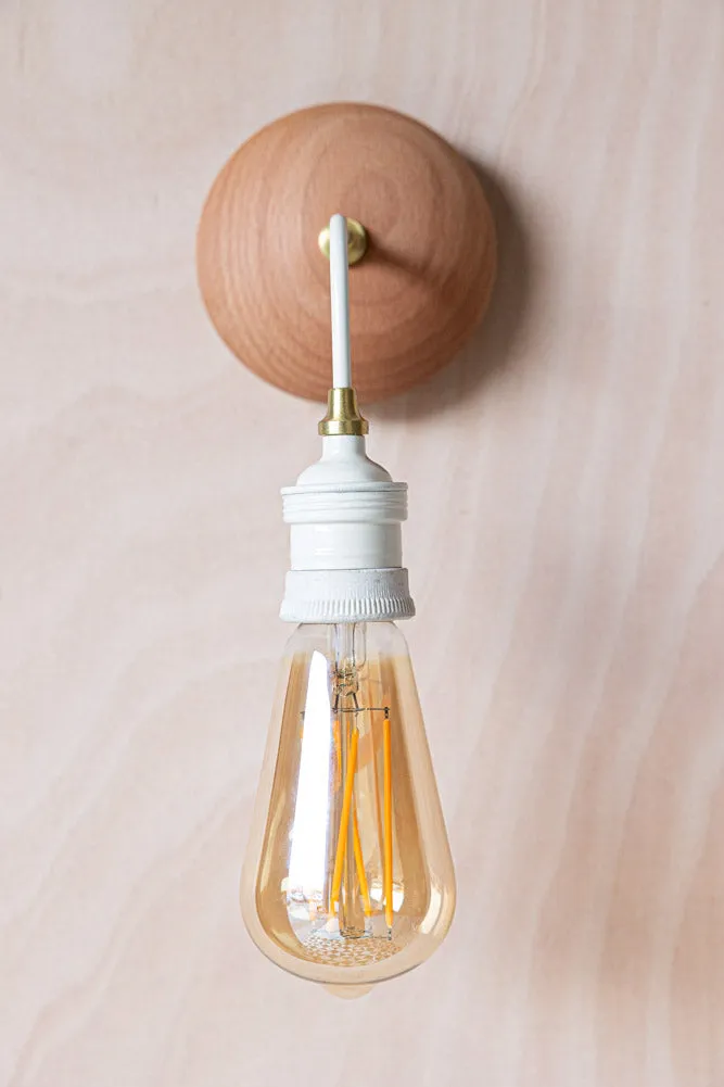 Cream Metal & Wood Wall Light