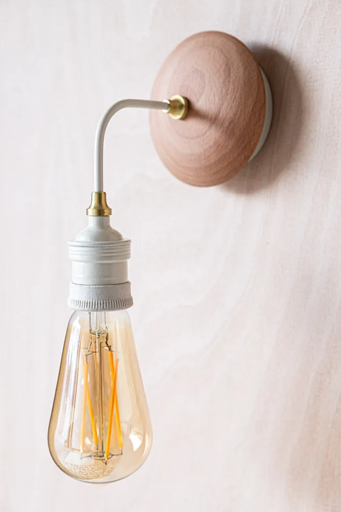Cream Metal & Wood Wall Light