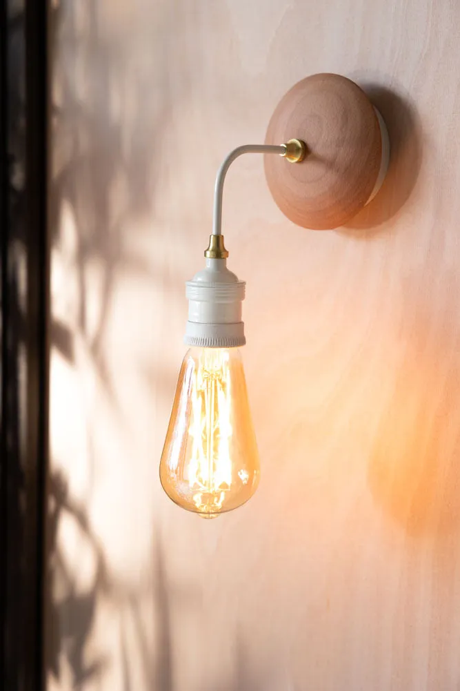 Cream Metal & Wood Wall Light