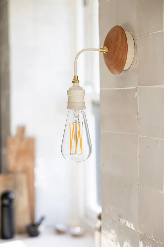 Cream Metal & Wood Wall Light