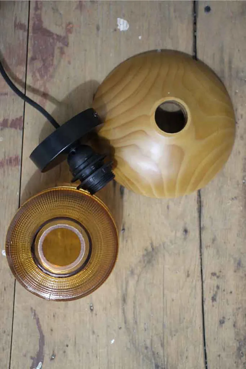 Crosshatch Glass Wood Wall Light