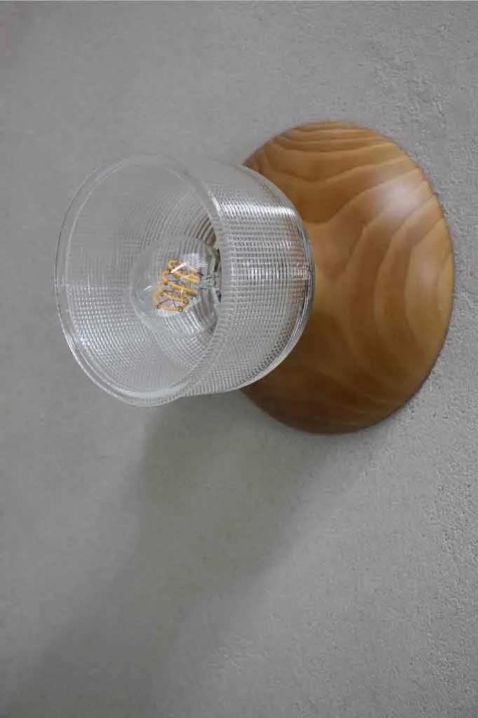 Crosshatch Glass Wood Wall Light