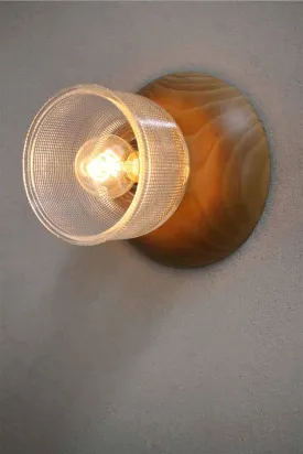 Crosshatch Glass Wood Wall Light