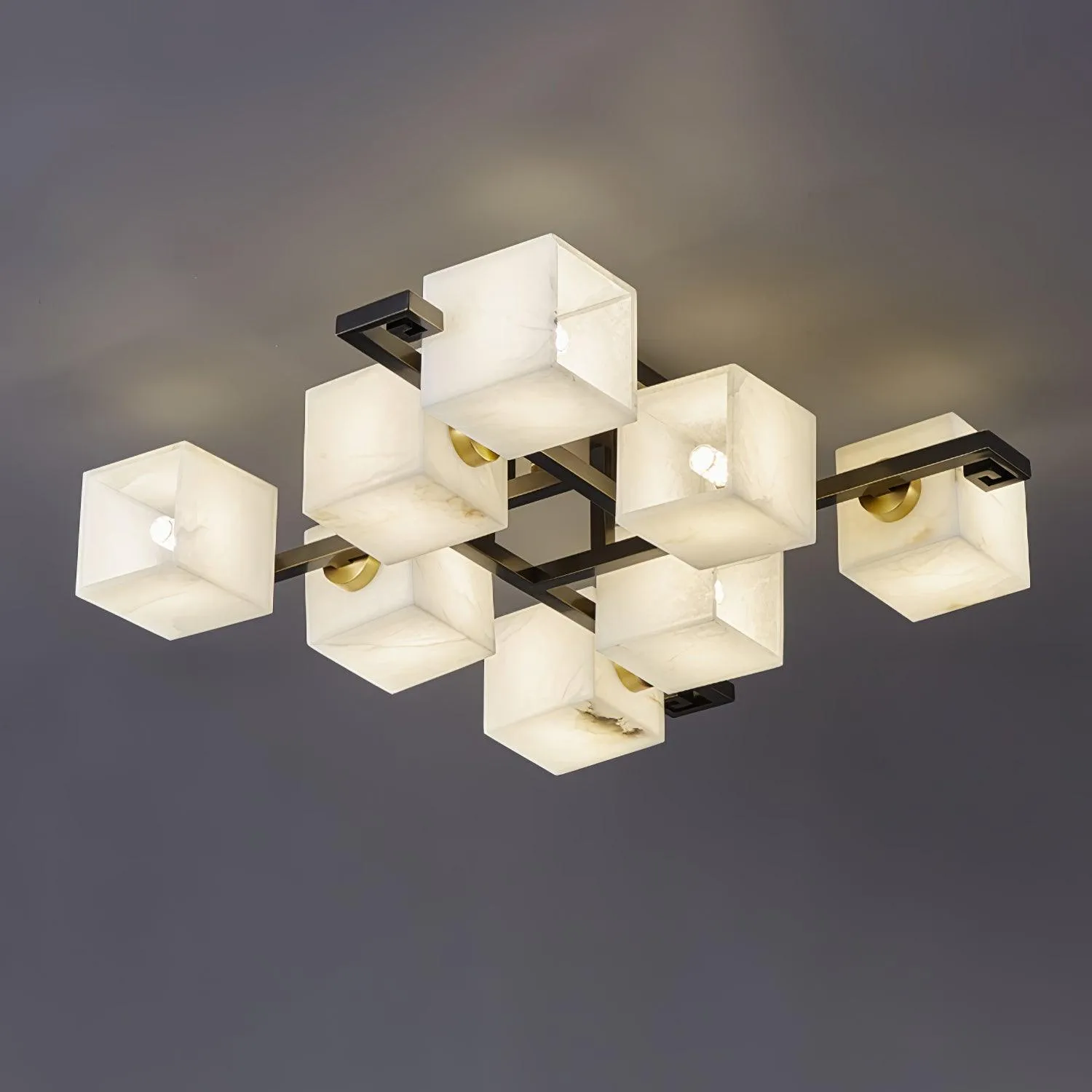 Cubist Alabaster Cluster Ceiling Lamp
