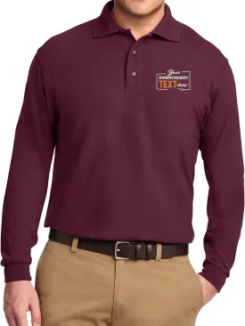 Custom Embroidered Long Sleeve Polo Shirts for Men Personalized Embroidery Text