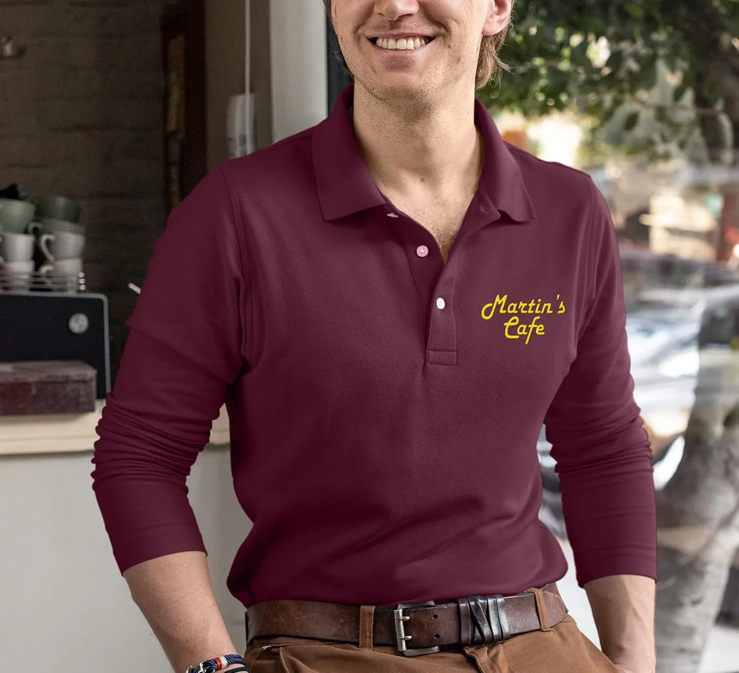 Custom Embroidered Long Sleeve Polo Shirts for Men Personalized Embroidery Text