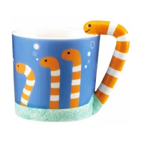 Dark Blue Conger Eel Decole Mug with Detailed Design