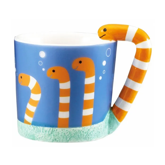 Dark Blue Conger Eel Decole Mug with Detailed Design