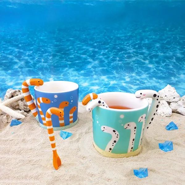Dark Blue Conger Eel Decole Mug with Detailed Design