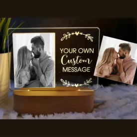 Design & customize, a personalized light stand with your own message & photo