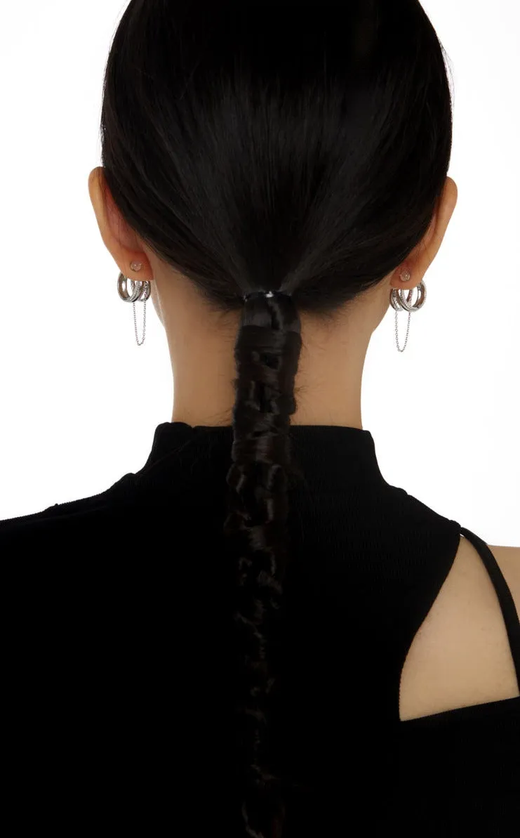 Double Hoop Earrings with Link Chain