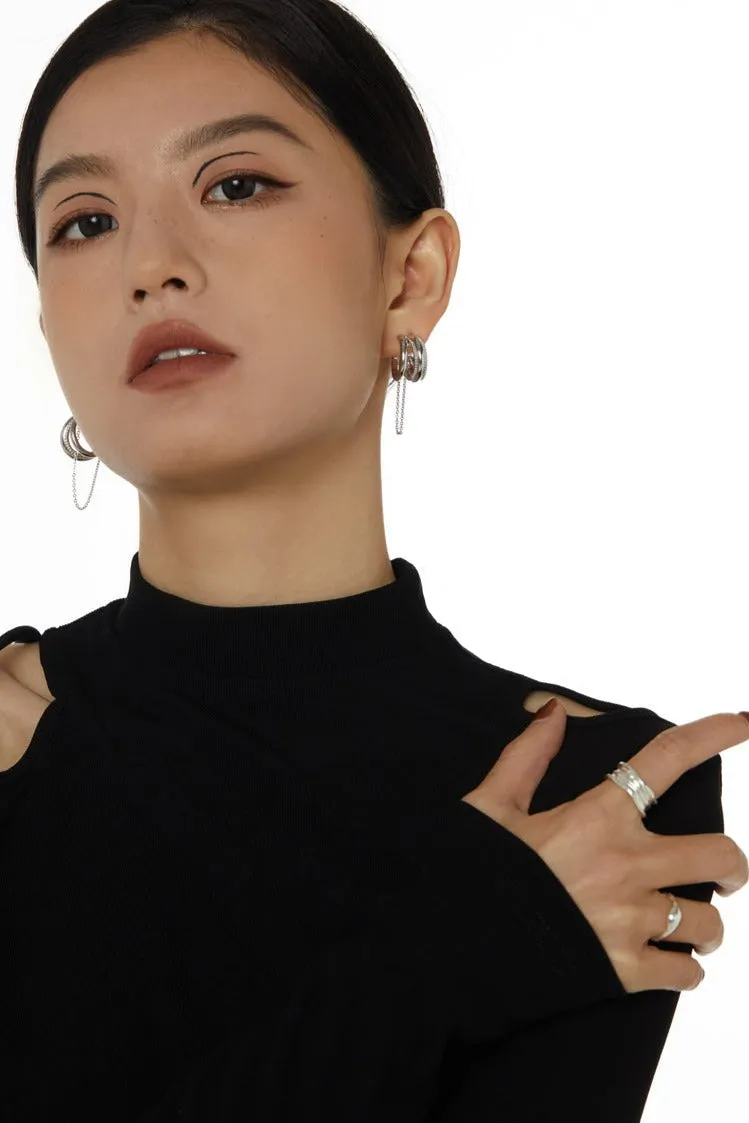 Double Hoop Earrings with Link Chain
