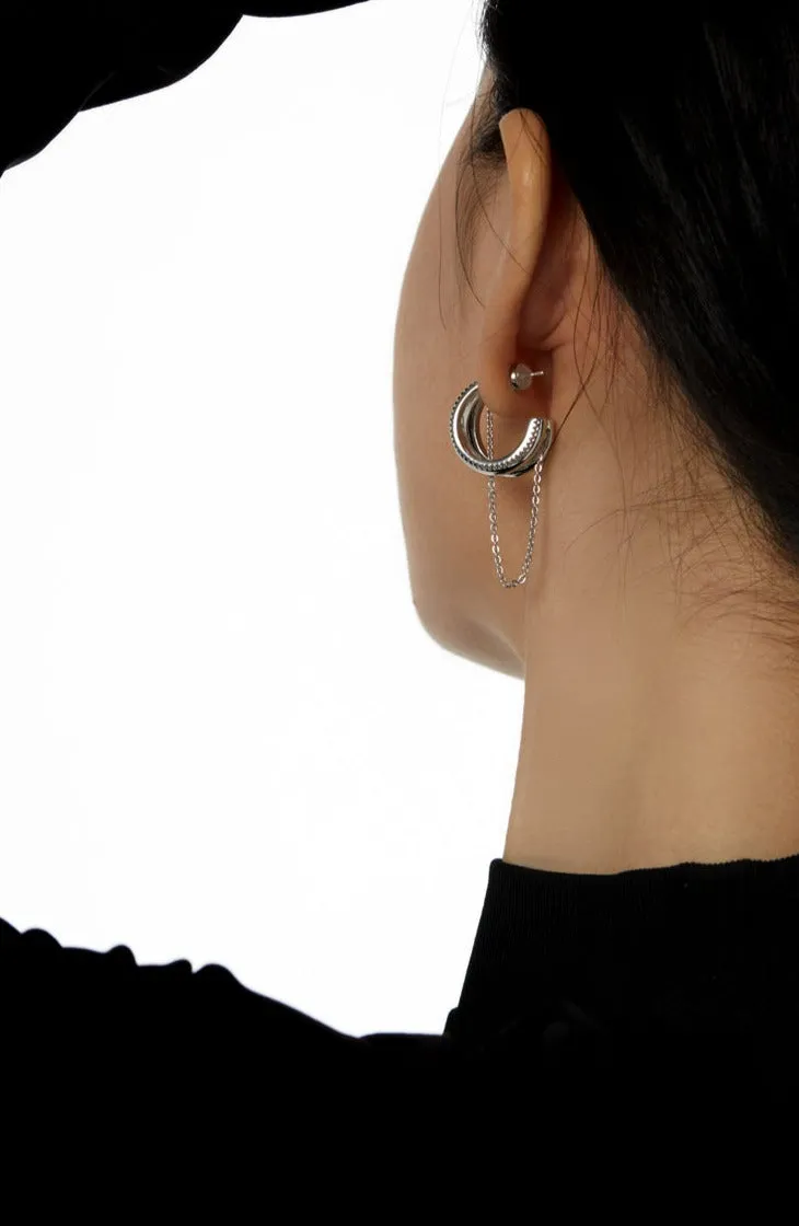 Double Hoop Earrings with Link Chain