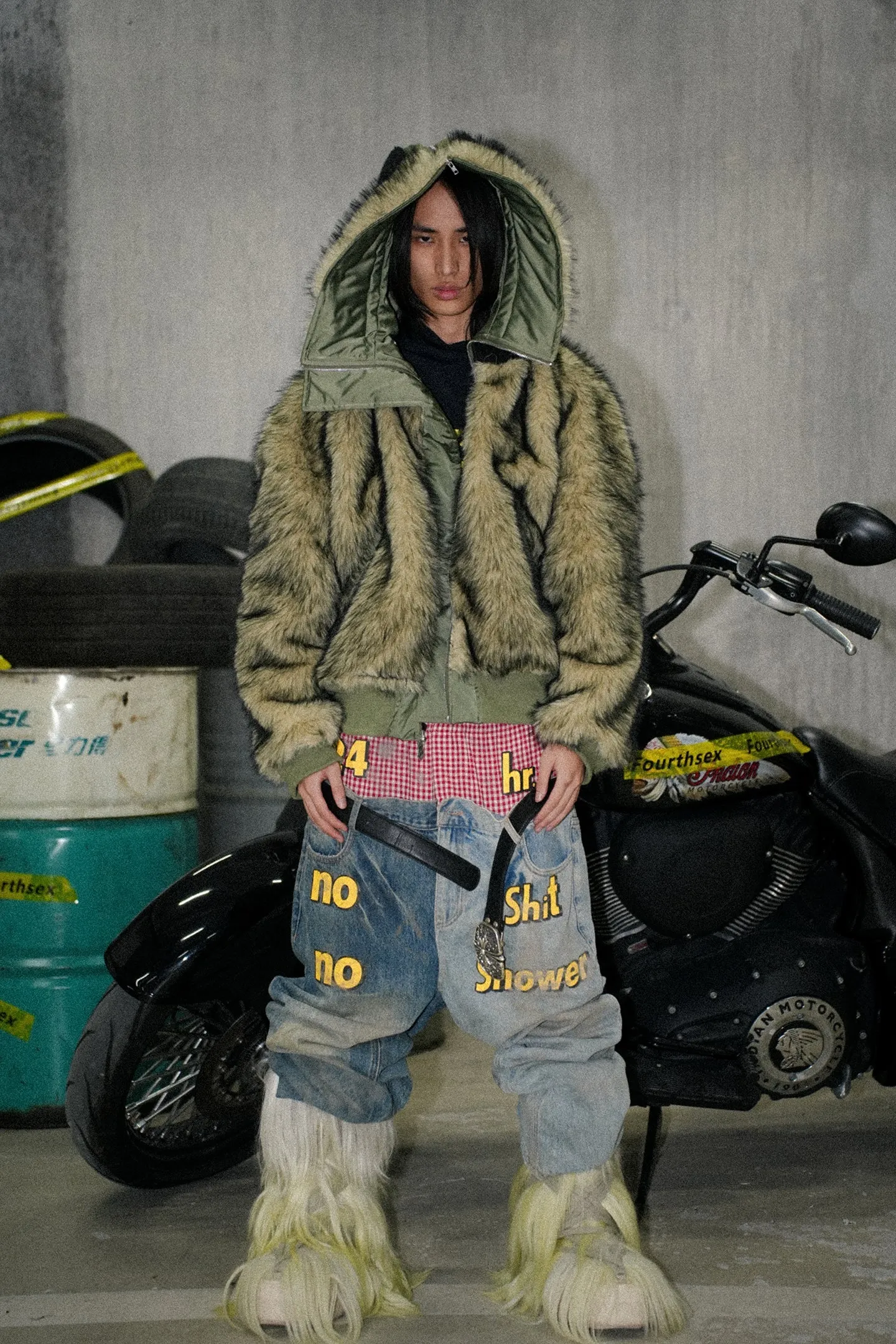 Double-Sided Nylon Rivet Faux Fox Fur Hood