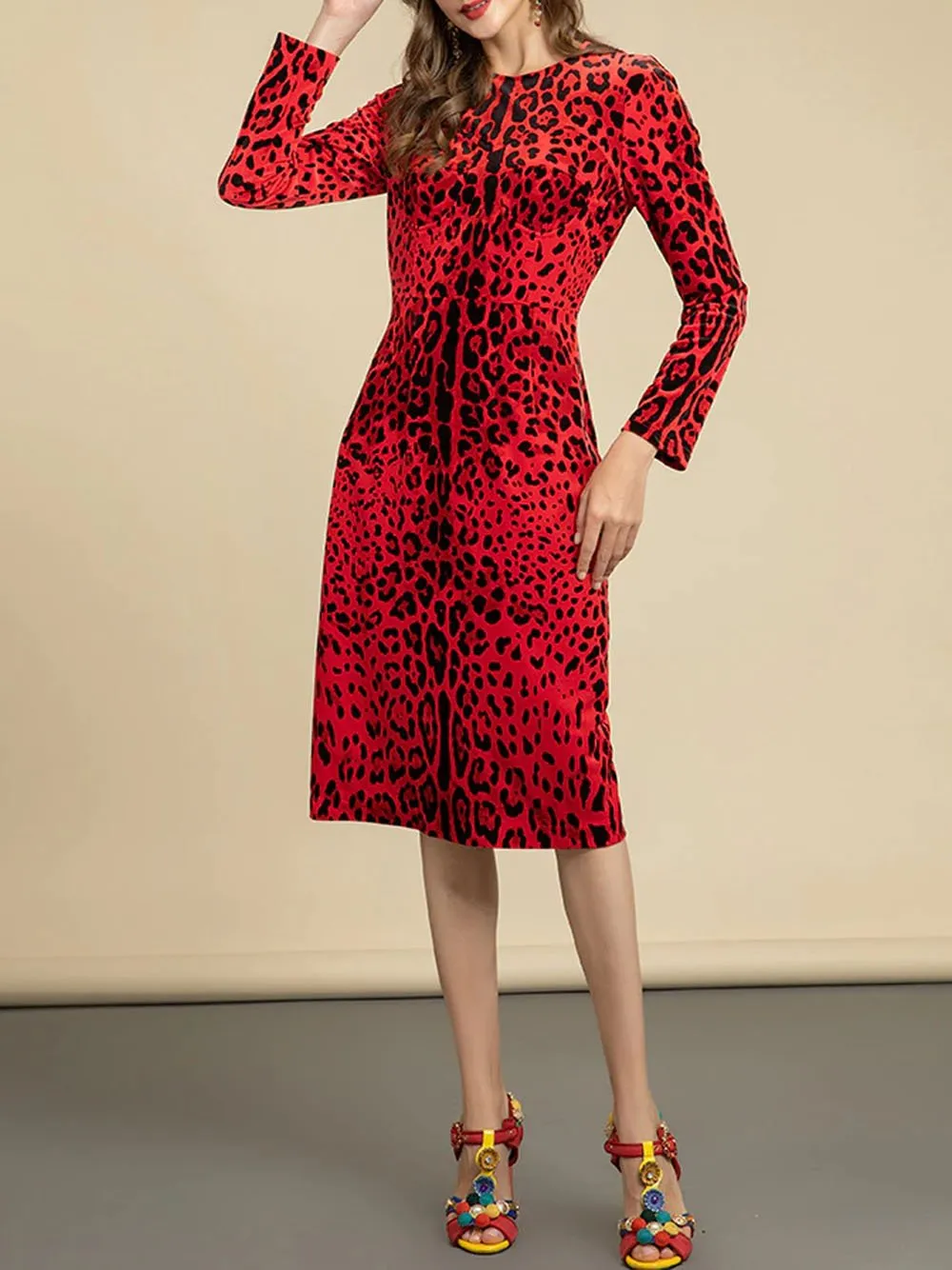 ELOISE Leopard Midi Dress