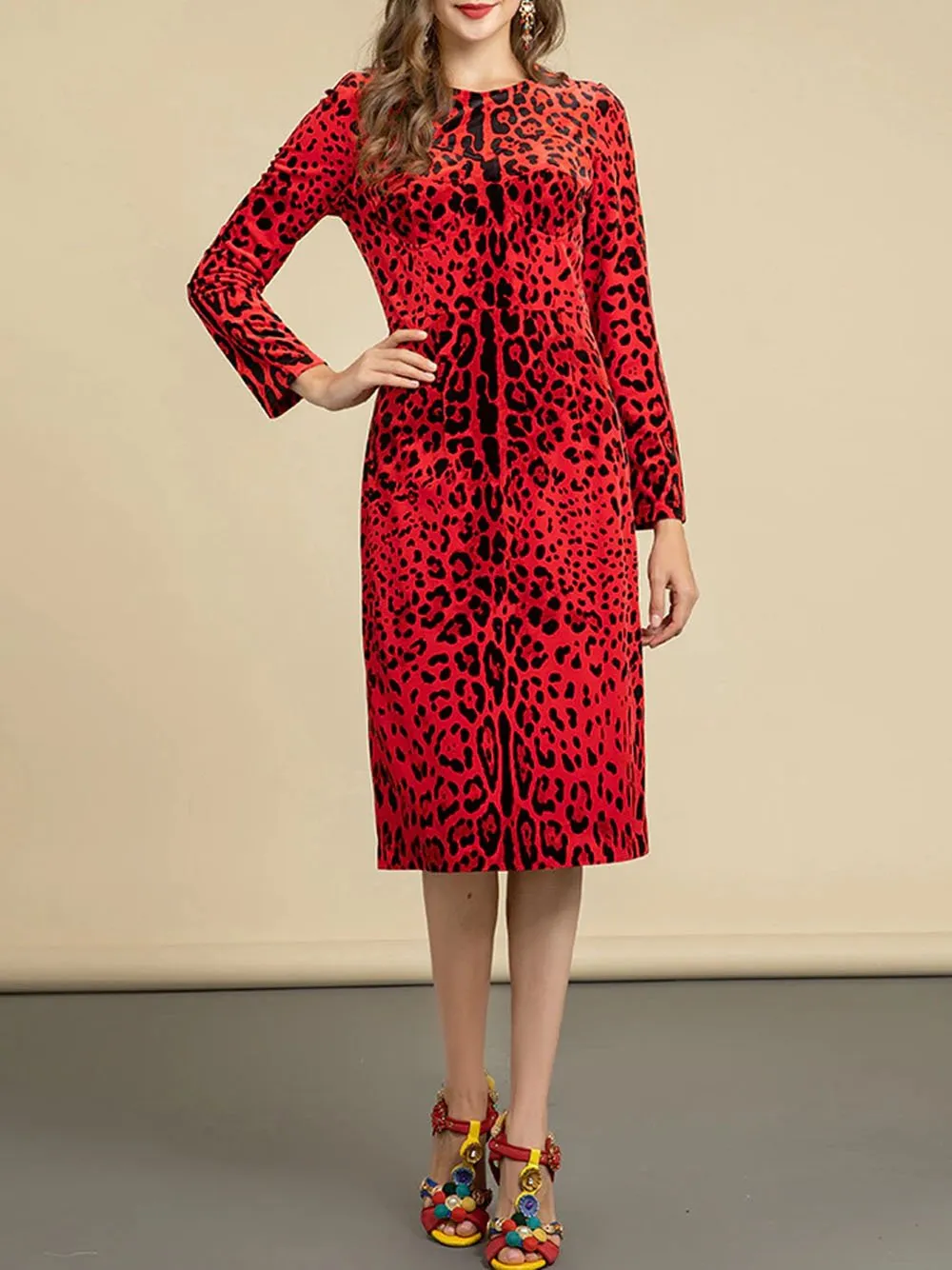 ELOISE Leopard Midi Dress