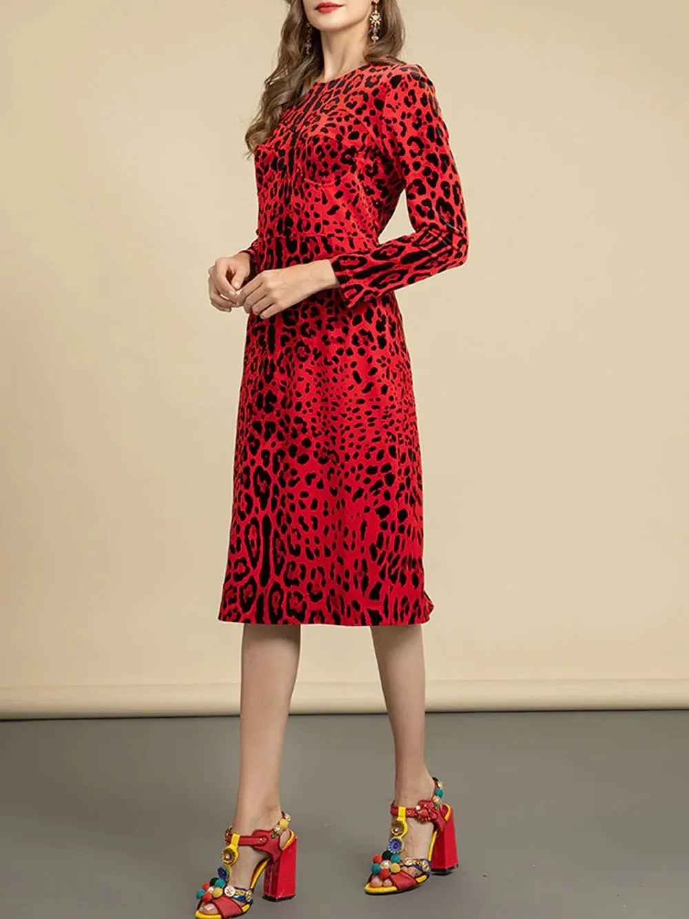 ELOISE Leopard Midi Dress