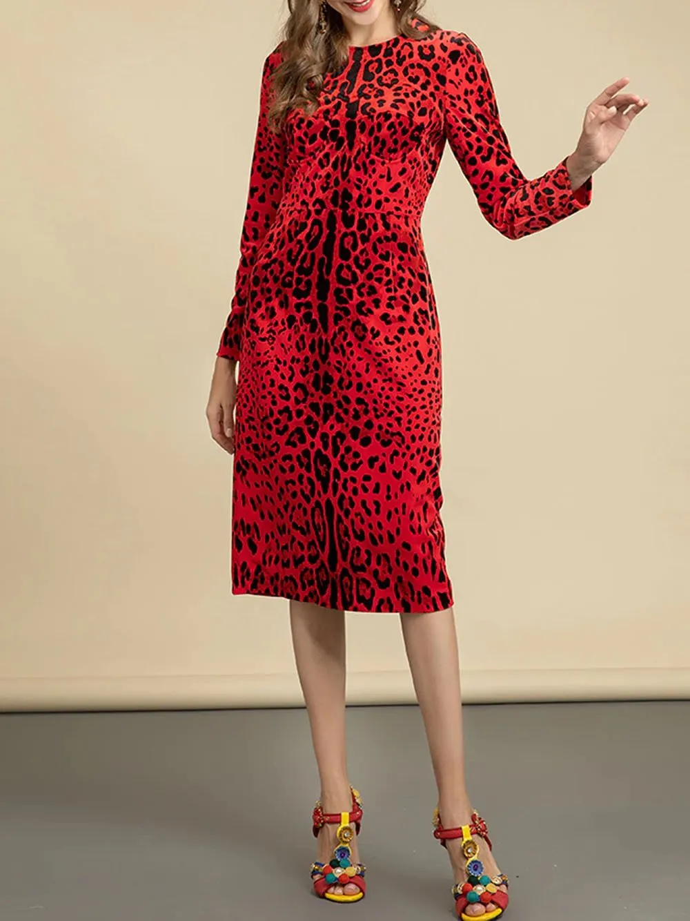 ELOISE Leopard Midi Dress