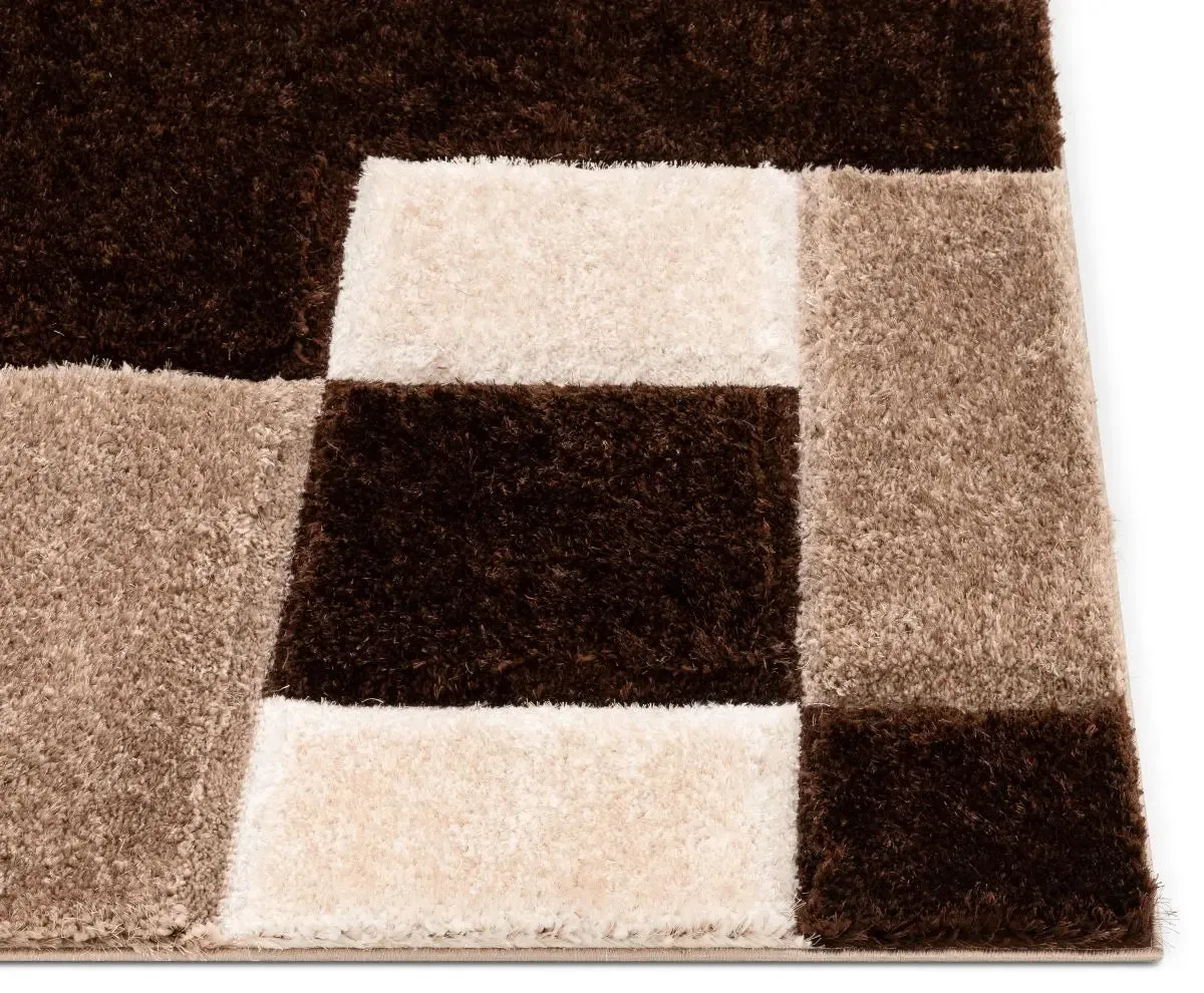 Escondido Brown Modern Geometric 3D Textured Shag Rug