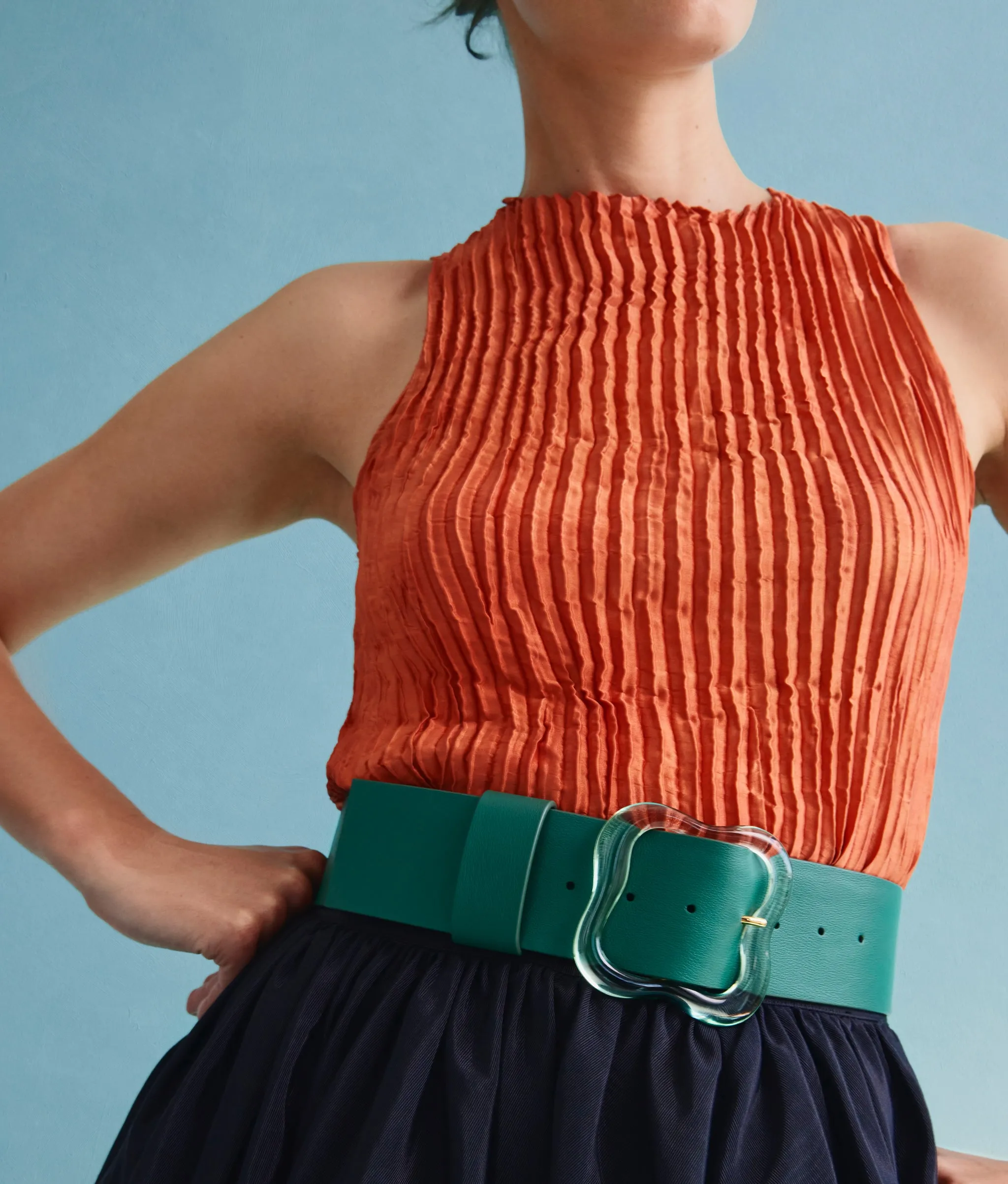 Florence Belt in Dark Emerald