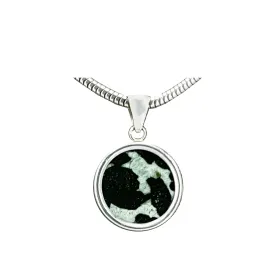 Fragment of Roman "Graphic" black Porphyry Marble Silver Pendant