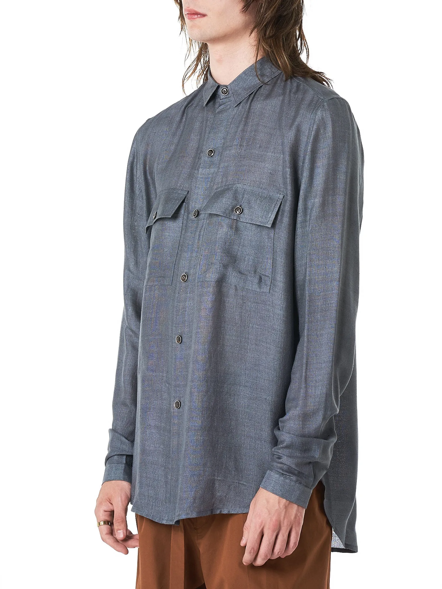 'Gaucho' Silk Shirt (DCM-VM4-GAUCHO-CHARCOALD)