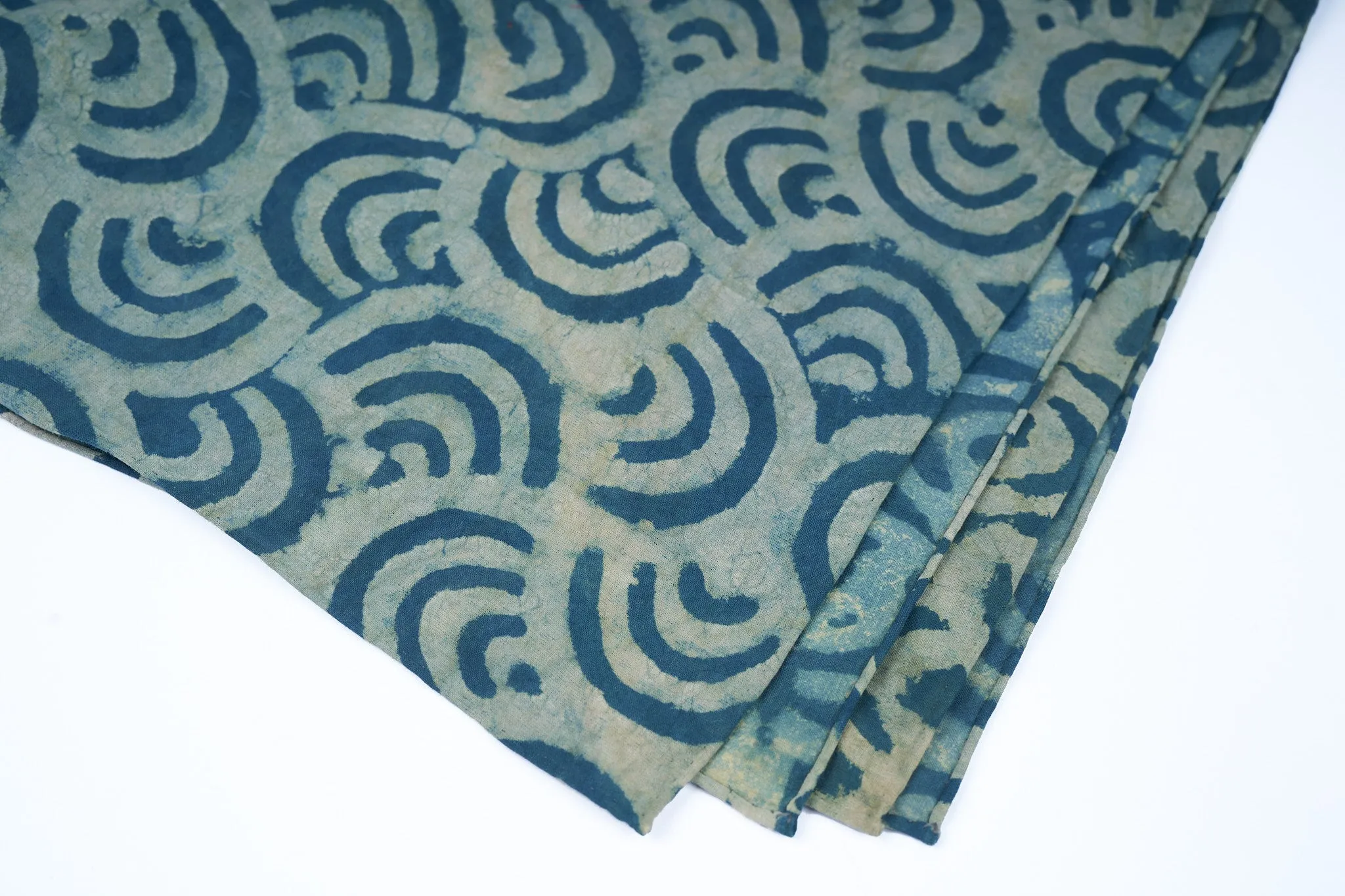 Green Wave Block Print Neckerchief