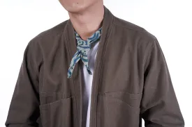 Green Wave Block Print Neckerchief
