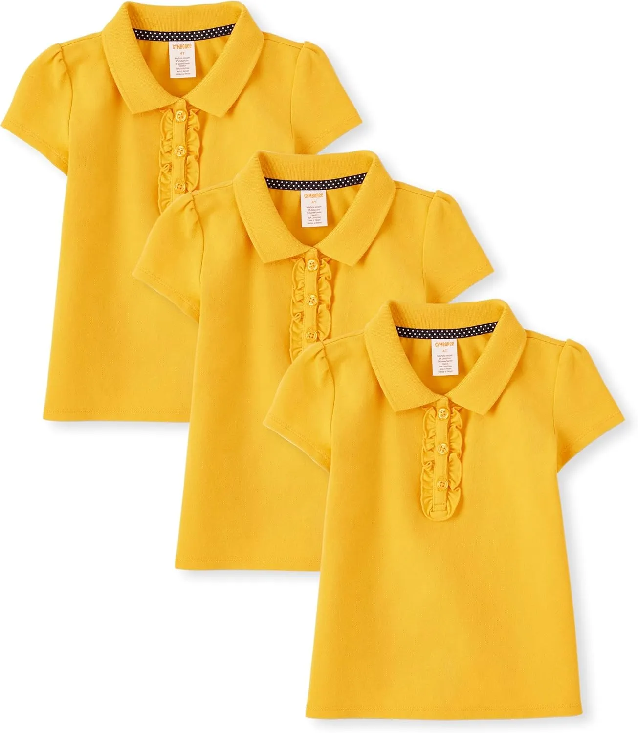 Gymboree Girls' and Toddler Short Sleeve Ruffle Polo Shirt Multipack