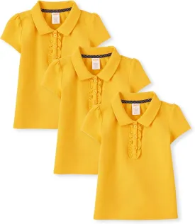 Gymboree Girls' and Toddler Short Sleeve Ruffle Polo Shirt Multipack