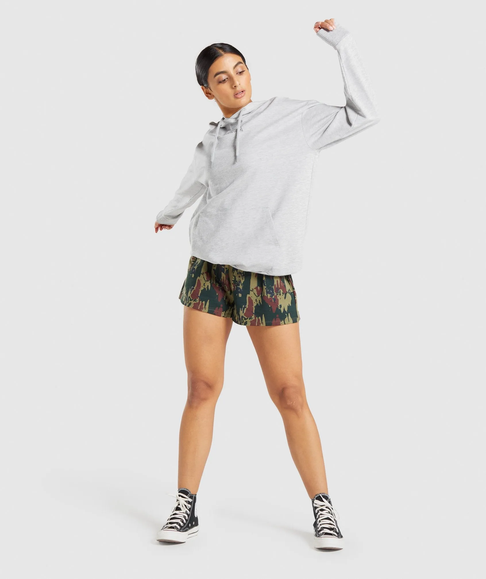 Gymshark Distort Graphic Hoodie - Light Grey Marl