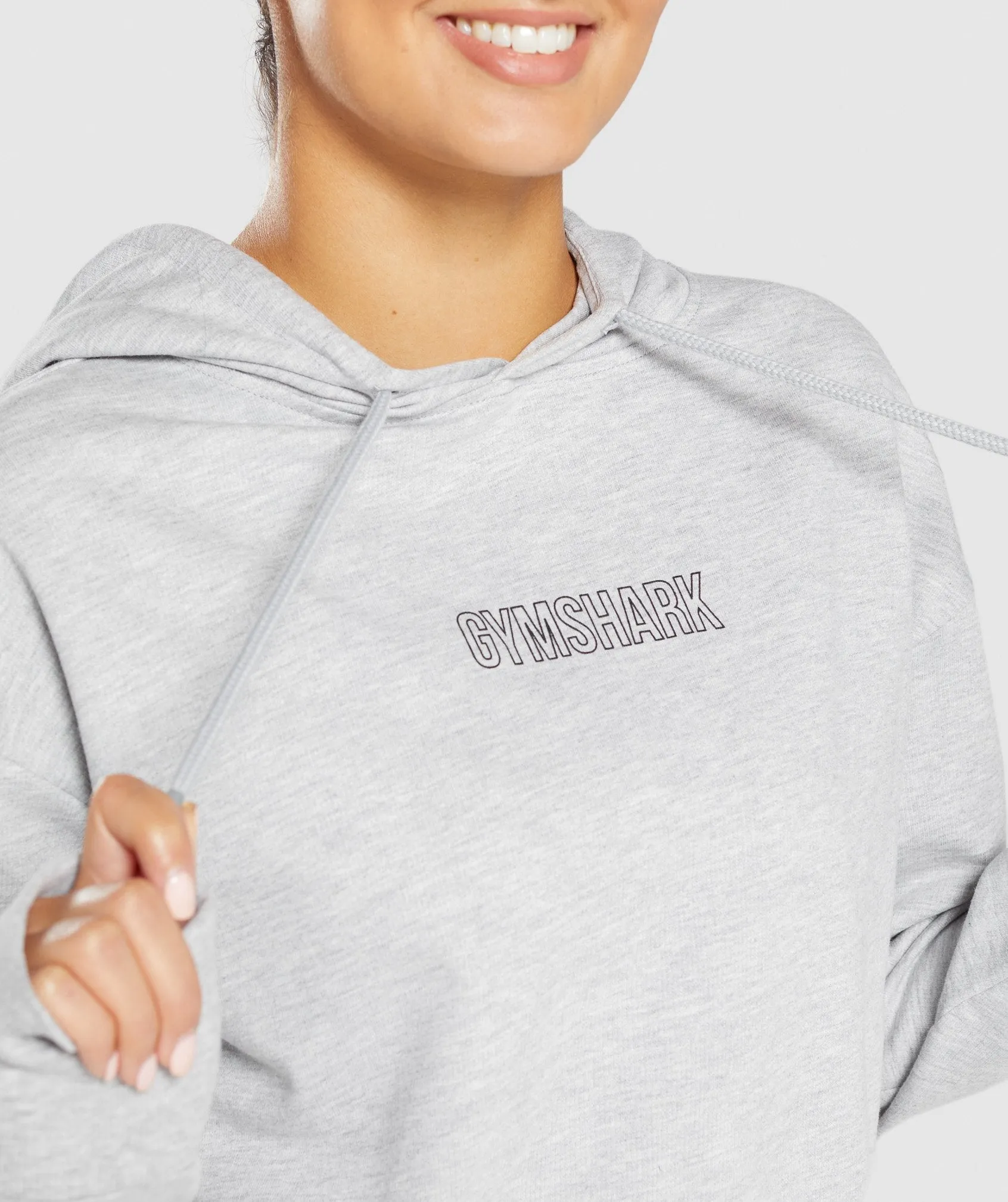 Gymshark Distort Graphic Hoodie - Light Grey Marl