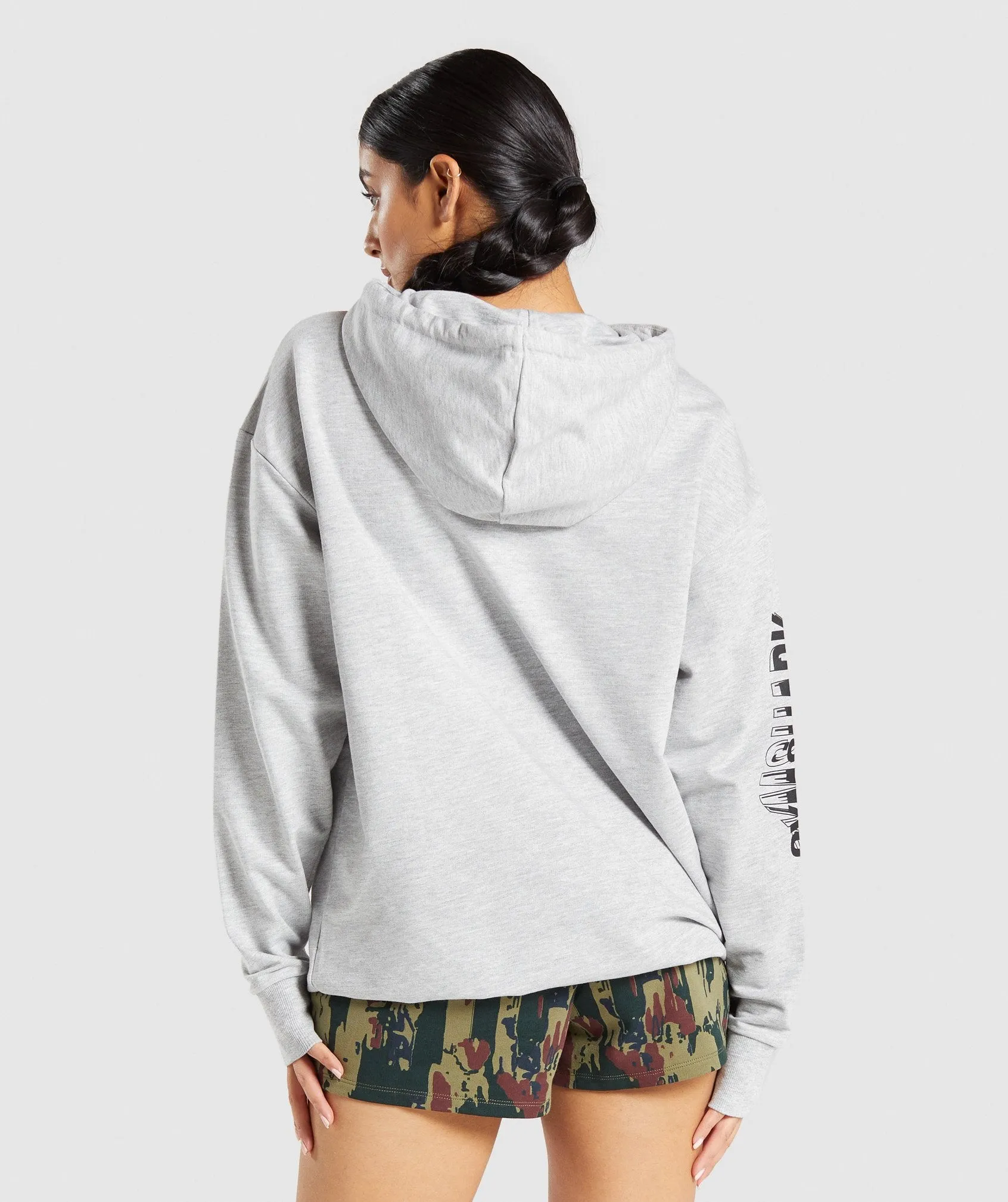Gymshark Distort Graphic Hoodie - Light Grey Marl