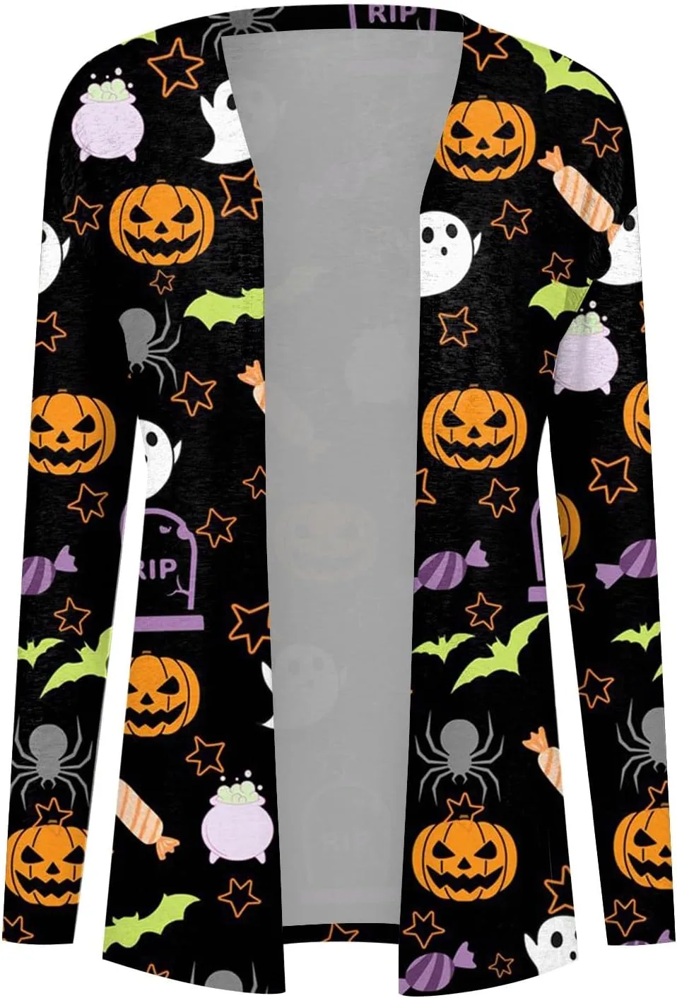 Halloween Cardigan Lightweight Long Sleeve Open Front Halloween Printed Oversized Cardigans for Women Fall Cardigan
