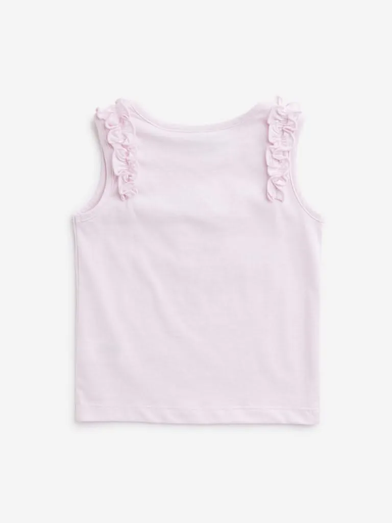 HOP Kids Light Pink Ruffle-Detailed Top