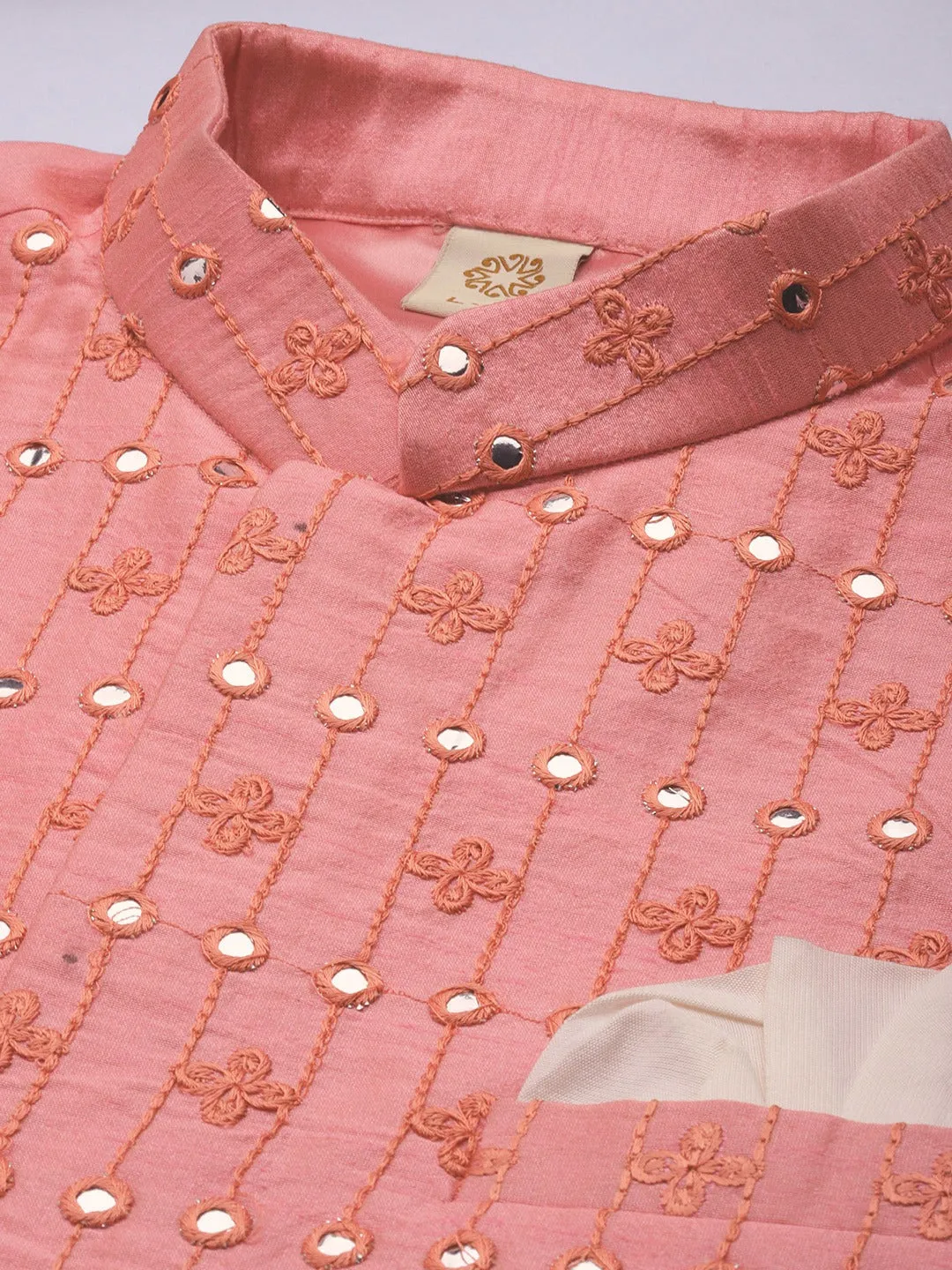 Jashvi Men's Onion Pink Ethnic Jacket