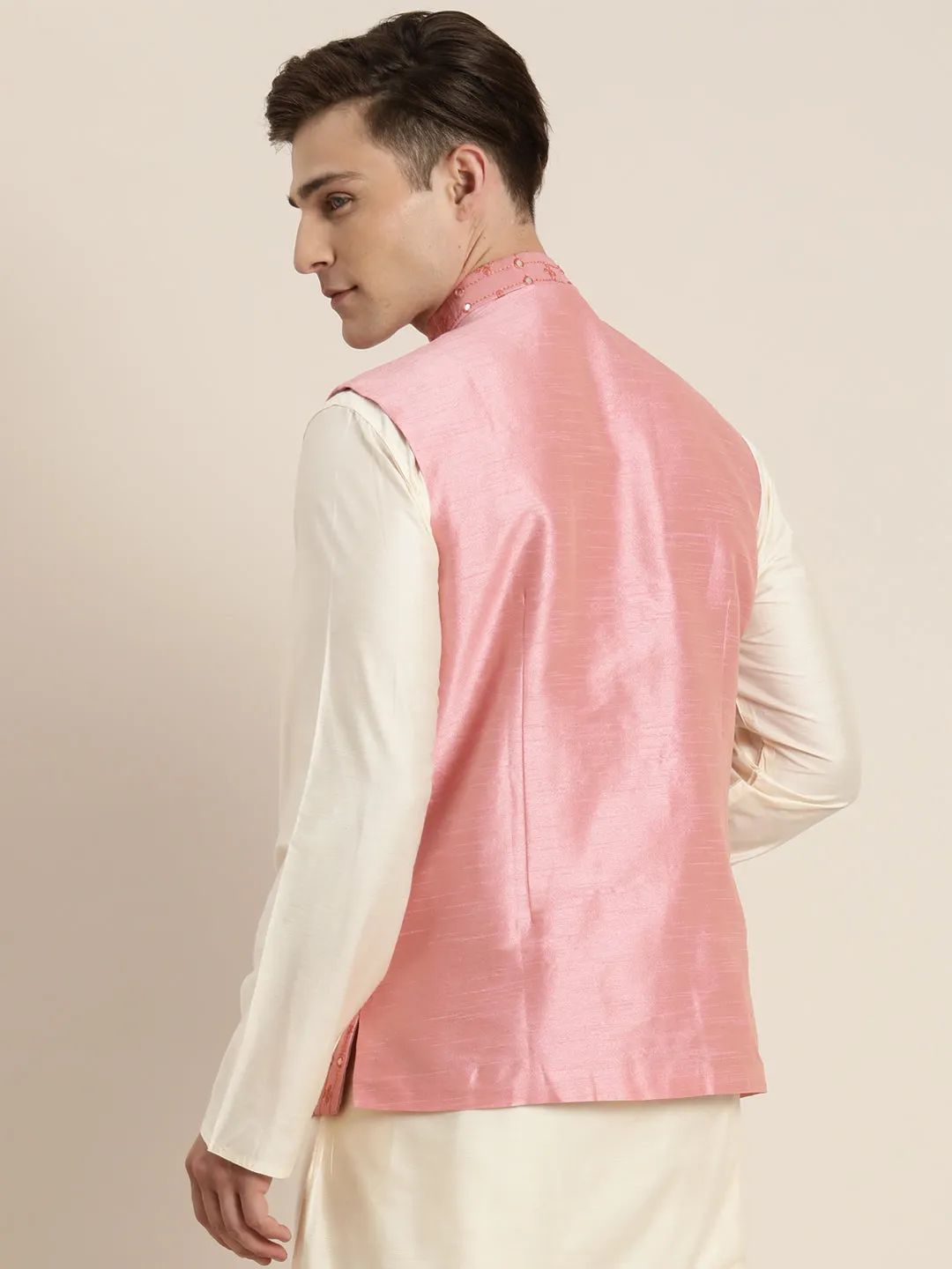 Jashvi Men's Onion Pink Ethnic Jacket