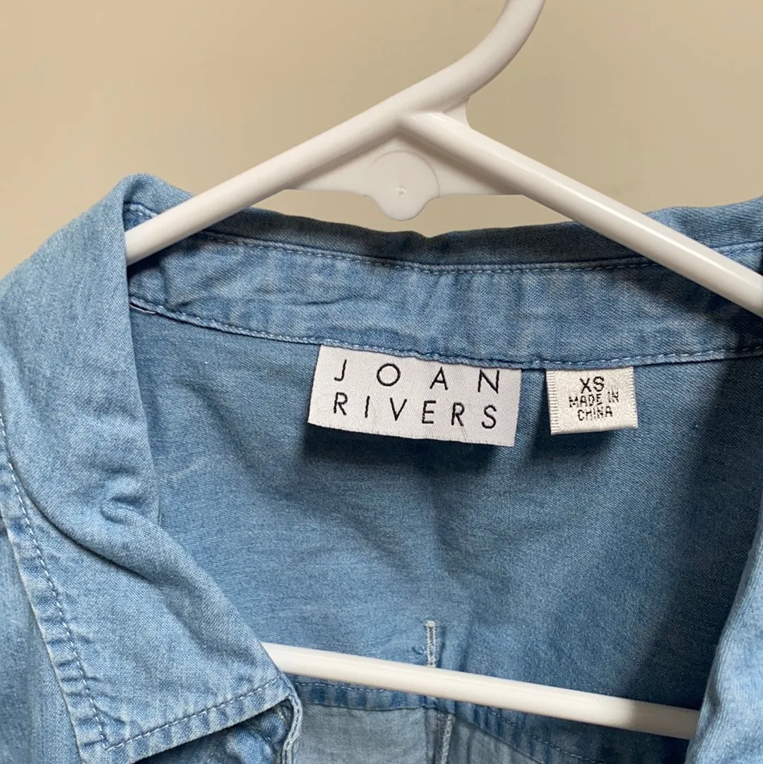 Joan Rivers Sleeveless Denim Shirt Dress Chambray, Size X-Small