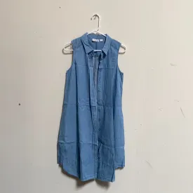 Joan Rivers Sleeveless Denim Shirt Dress Chambray, Size X-Small