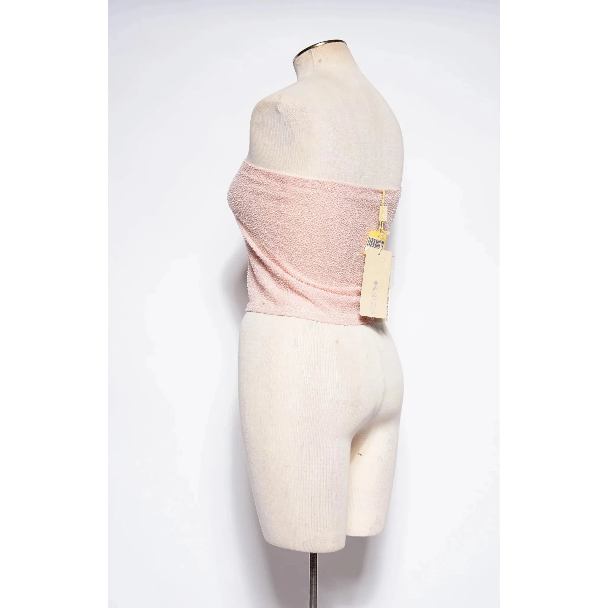KRIZIA 90s/00 Pink Beaded Tube Top W Tags | S/M