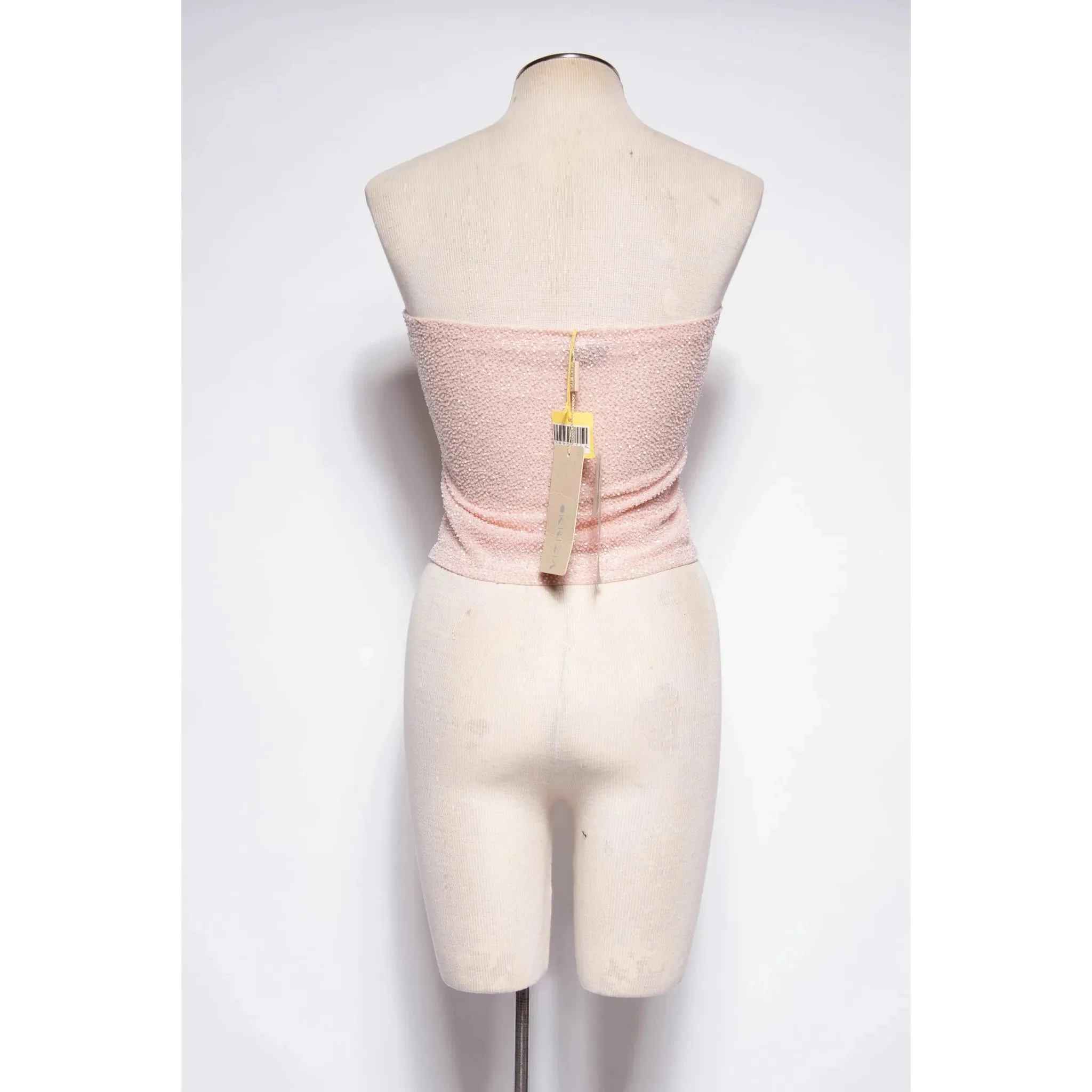 KRIZIA 90s/00 Pink Beaded Tube Top W Tags | S/M